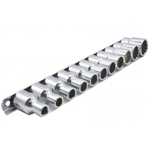 Набор головок 12-гр. 1/2" 11ед. 8~15,17,19,22мм (на планке) TOPTUL GAAQ1601U-12
