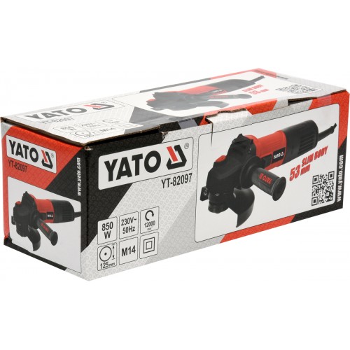 Угловая шлифовальная машина YATO: P= 850 Вт, Ø= 125 мм, 12000 об/мин YATO YT-82097