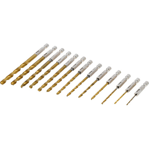 Набор сверл по металлу покрыт титаном STHOR: 6-гранный хвостовик - 1/4", HSS. Ø= 1,5- 6,5 мм, 13 шт