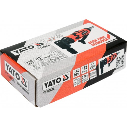 Угловая шлифовальная машина пневматическая Ø= 6 мм, Ø= 1/4 YATO YT-09676