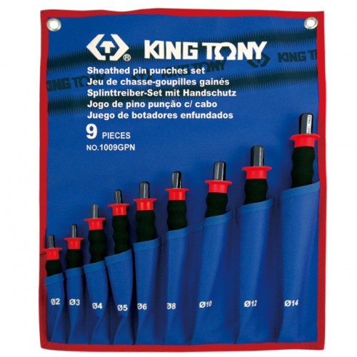 Набор выколоток с протектором, чехол из теторона, 9 предметов (2-14) 1009GPN KING TONY