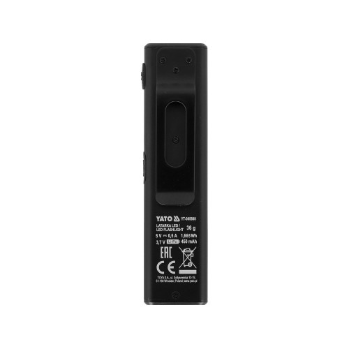 Фонарь-мини над тонкий YATO аккумулятор Li-Po 3.7 V 450 mA, 8 режимов YT-085608