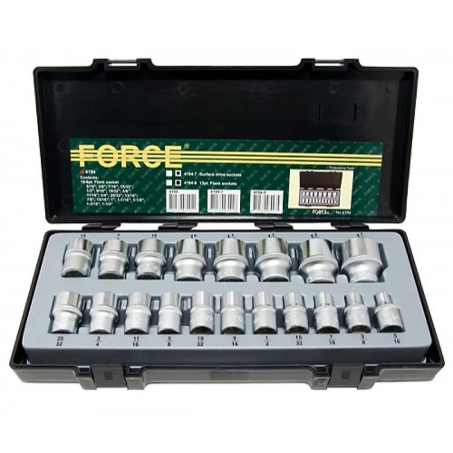 Набор 12-гранных дюймовых головок 5/16"-1-1/4",квадрат 1/2", 19шт. FORCE 4194-9 F