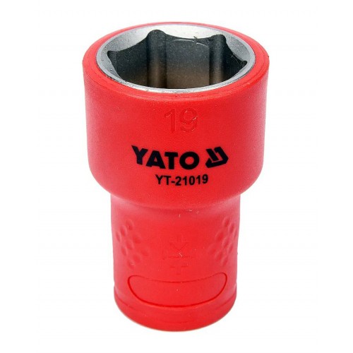 Головка торцевая 3/8" диэлектрическая VDE,6-гранная,19мм, длина 45мм. YATO YT-21019