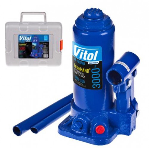 Домкрат бутылочный в кейсе 3т 180-343 мм  VITOL Iron Hand (IH-180350D-K)