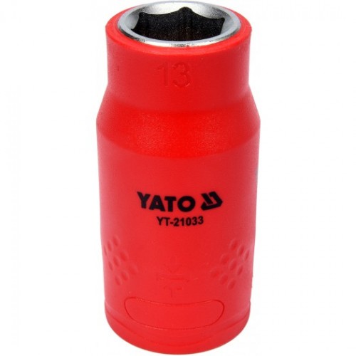 Головка торцевая диэлектрическая 6-гранная YATO : квадрат 1/2", М= 13 мм, L= 55/38 мм,VDE корпус до 1000V