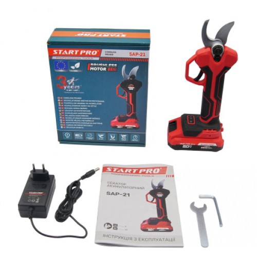 Акумуляторний секатор START PRO SAP-21 BRUSHLESS 20В, 2.5А год.