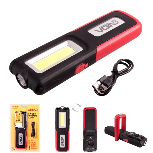 Аккумуляторный фонарь"VOIN", 5W-COB+3W XPE/ 2000mAh ( VL-109)