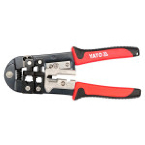 Клещи для обжима телефонного кабеля RJ11/RJ12/RJ45 с резаком и зачисткой. YATO YT-22422