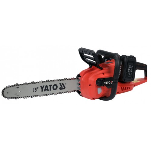 Пила цепная аккумуляторная YATO: 36 В (2 x Li-Ion 18 В), 8000 об/мин, шина - 16"/40 см (БЕЗ АККУМУЛЯТОРА) YT-828132