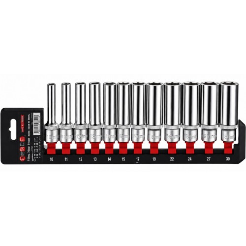 Набор глубоких 12-гранных дюймовых головок 5/16"-1",квадрат 1/2",12шт. FORCE 4127S-9 F
