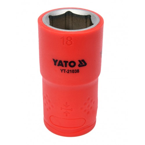 Головка торцевая 1/2" диэлектрическая VDE,6-гранная,18мм, длина 55мм. YATO YT-21038