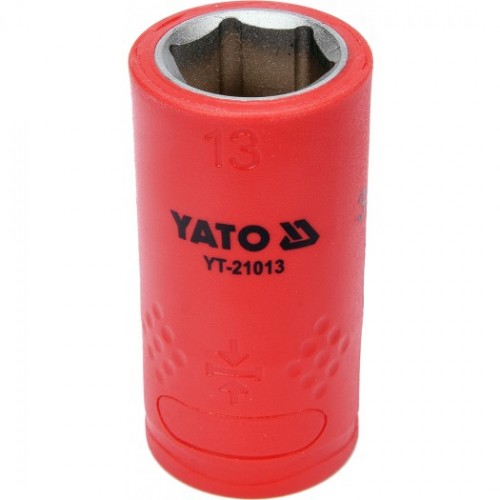 Головка торцевая диэлектрическая 6-гранная YATO : квадрат 3/8", М= 13 мм, L= 45/28 мм,VDE корпус до 1000V