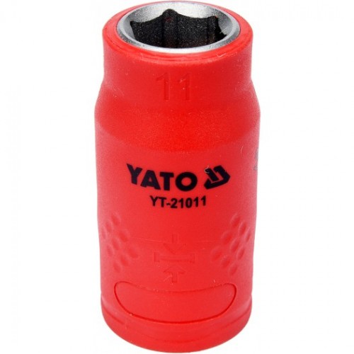 Головка торцевая диэлектрическая 6-гранная YATO : квадрат 3/8", М= 11 мм, L= 45/28 мм,VDE корпус до 1000V