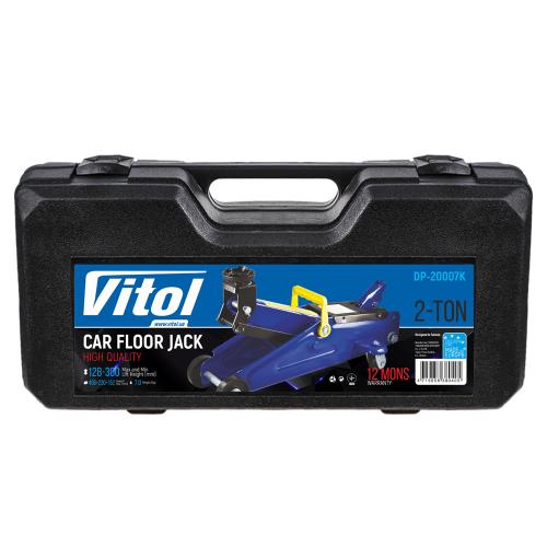 Домкрат подкатной гидравлический в кейсе 2т 128-300 мм VITOL (DP-20007K/TA82008S)