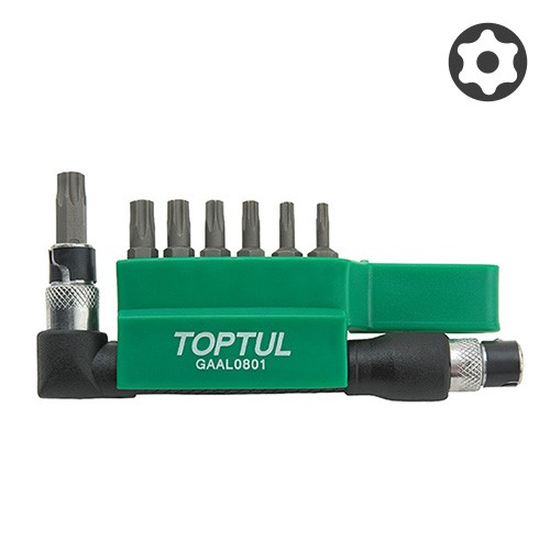 Набор бит 1/4" TORX T10H-T40H + Гобр.перех. 8ед. TOPTUL GAAL0801