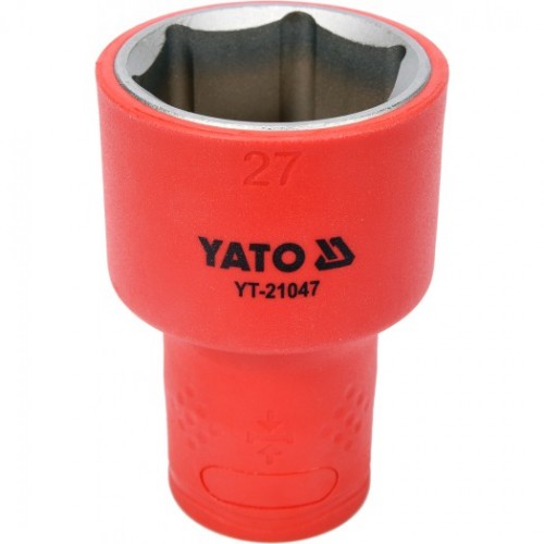 Головка торцевая диэлектрическая 6-гранная YATO : квадрат 1/2", М= 27 мм, L= 60/38 мм,VDE корпус до 1000V