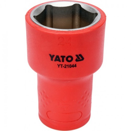 Головка торцевая диэлектрическая 6-гранная YATO : квадрат 1/2", М= 24 мм, L= 60/38 мм,VDE корпус до 1000V