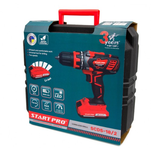 Шуруповерт аккумуляторный 18V 2,0Ah 55 Н/м Start Pro SCD5-18/2