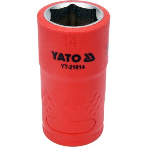 Головка торцевая диэлектрическая 6-гранная YATO : квадрат 3/8", М= 14 мм, L= 45/28 мм,VDE корпус до 1000V