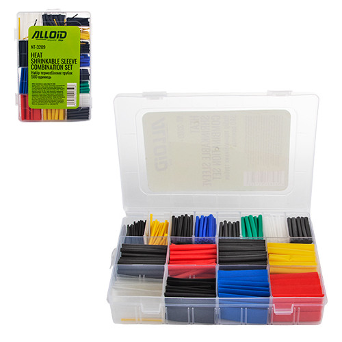 Набір термоусадкових трубок різнорозмірних (7 кольорів), 580шт. Alloid NT-3209