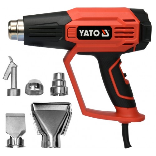 Фен технічний мережевий YATO: 1.6 кВт, 50-650°C, 250-500л/хв, 2 режими, регулятор тем-ри+5насадок[5]