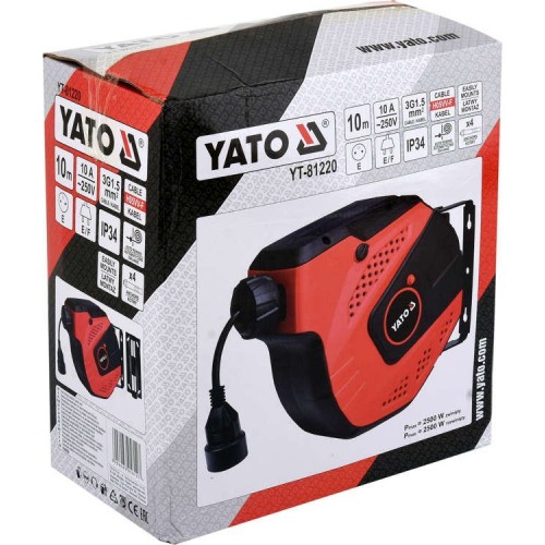 Удлинитель автоматический на барабане 10 м 220V сечение 3 х 1,5 мм² YATO YT-81220