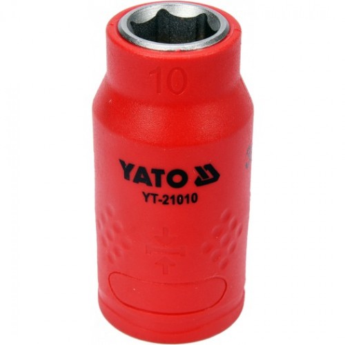 Головка торцевая диэлектрическая 6-гранная YATO : квадрат 3/8", М= 10 мм, L= 45/28 мм,VDE корпус до 1000V