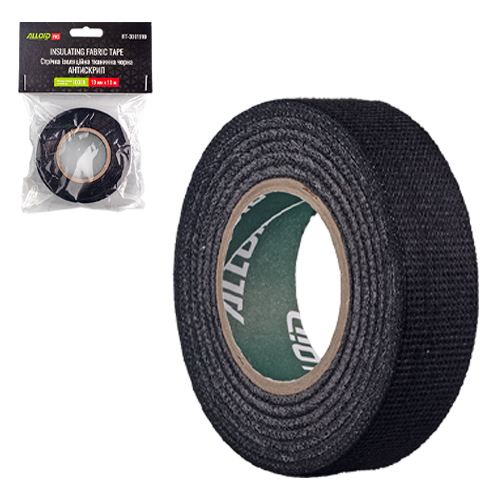 Тканевая изоляционная лента антискрип 19мм × 10м, 300мкм,черная. Alloid Pro FIT-3001910