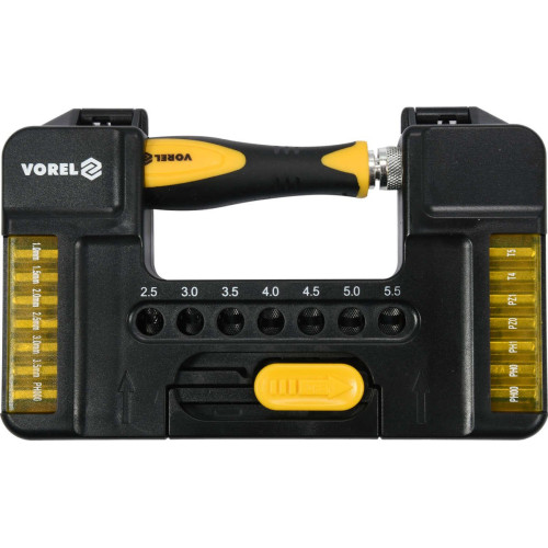 Набір прецизійних біт з тріскачковою викруткою Vorel 65022