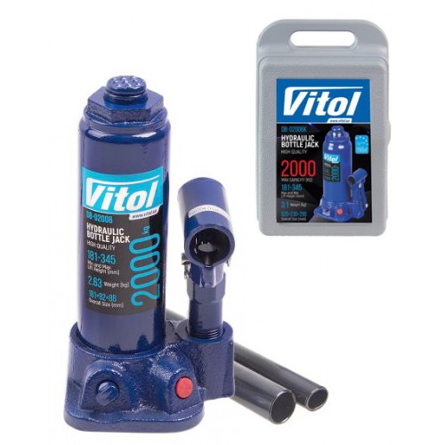 Домкрат бутылочный 2т 181-345 мм в кейсе VITOL T90204S/DB-02006K