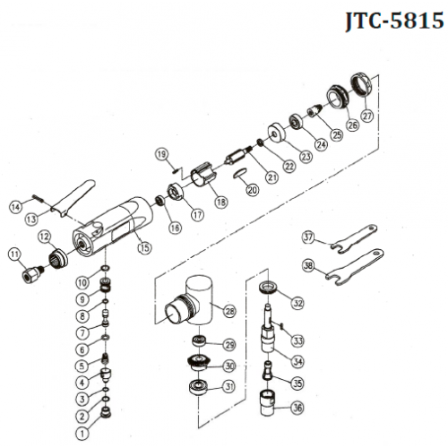 Зачистная машинка пневматическая 1/4" угловая 5815 JTC