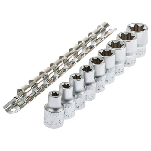 Набір торцевих головок E-TORX 1/2" (E10–E24),9 предметів на планці. ASTA 954009-2