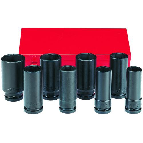 Набір ударних головок 3/4",(1"-1-1/2"), довжина 100мм,глибоких, дюймових,8 предметів. FORCE 6081DS F