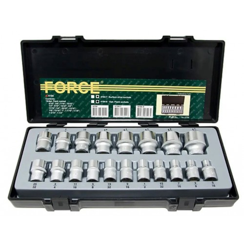 Набор 6-гранных дюймовых головок 5/16"-1-1/4",квадрат 1/2", 19шт. FORCE 4194 F