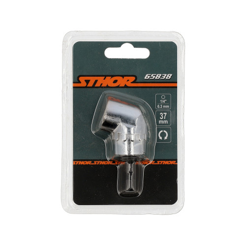 Тримач-адаптер викруткових насадок кутовий STHOR 65838, HEX 1/4", 37 мм, 105°