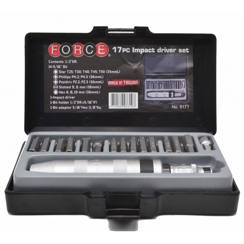 Отвёртка ударная + 16 насадок FORCE 5171 F