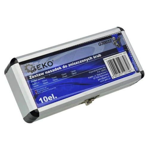 Набор для выкручивания сорванных гаек (9–19мм),10 предметов. GEKO G30032