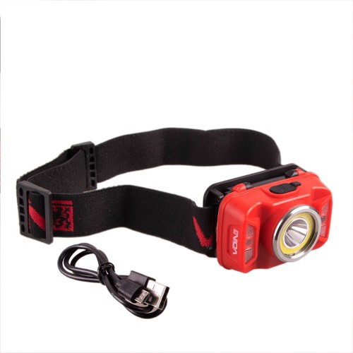 Налобный фонарь аккумуляторный 1800 мАч 5W-COB+(W/R)+5W XPE VOIN VL-146