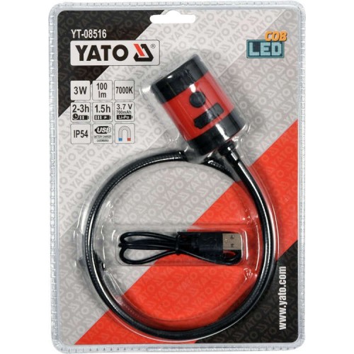 Фонарик многофункциональный аккумуляторный 3Вт 7000 К YATO YT-08516