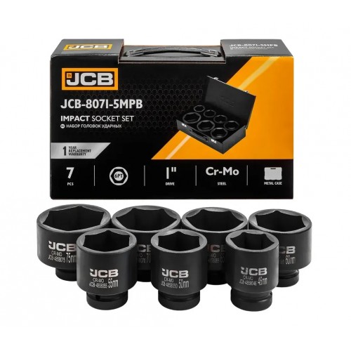 Набор ударных головок 1", 7 шт. (46-75 мм) JCB Tools JCB-8071-5MPB
