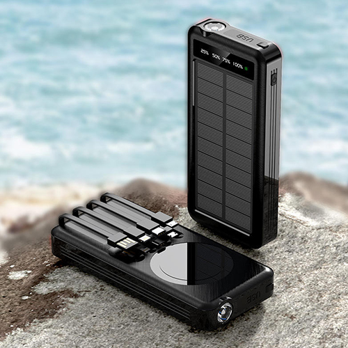 Павербанк 10000 mAh с солнечной панелью и шнурами Apple, USB, Туре-C PROTESTER PRO-S10