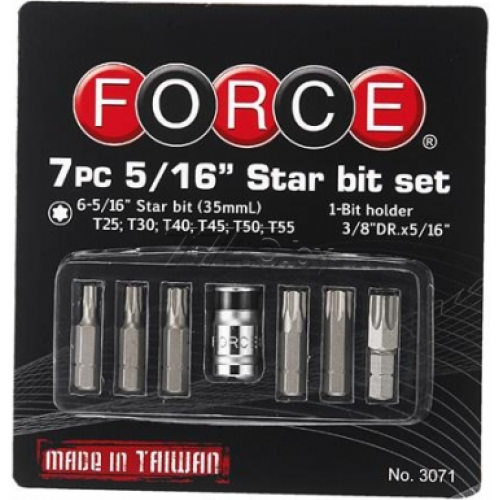 Набор бит Torx диаметр 8мм с держателем 3/8" 7 пр,в блистере