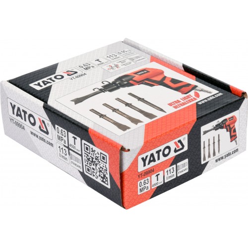 Молоток пневматический: 4500 уд/мин + 4 зубила YATO YT-09904