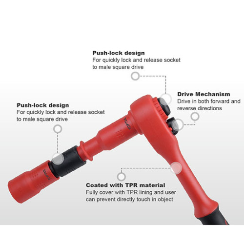 Набір інструменту електроізольованого VDE 1/4",14од, (6-гран). TOPTUL GZA1447