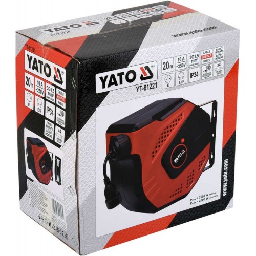 Удлинитель автоматический на барабане 20 м 220V сечение 3 х 1,5 мм² YATO YT-81221