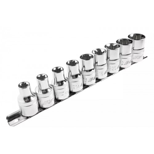Набор торцевых головок TORX 1/2" E10–E24, 9 предметов. H409E JTC