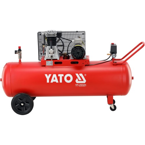 Компрессор ременной YATO 380 В, 2,2 кВт, давление ≤ 10 Bar, подача воздуха- 400 л/мин, ресивер- 200 л YT-23321