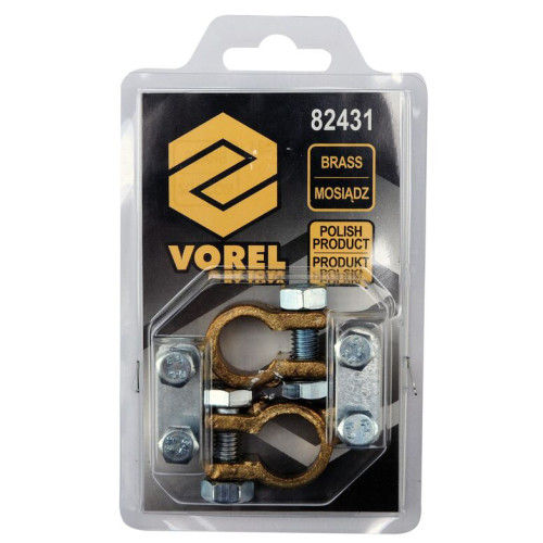 Клеммы аккумуляторные, латунные,2шт. VOREL 82431