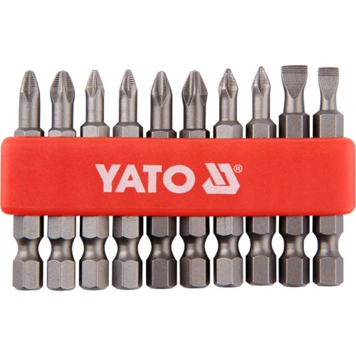 Набор бит PH,PZ,SL, 1/4" в кассете, длина: 50мм, 10шт. YATO